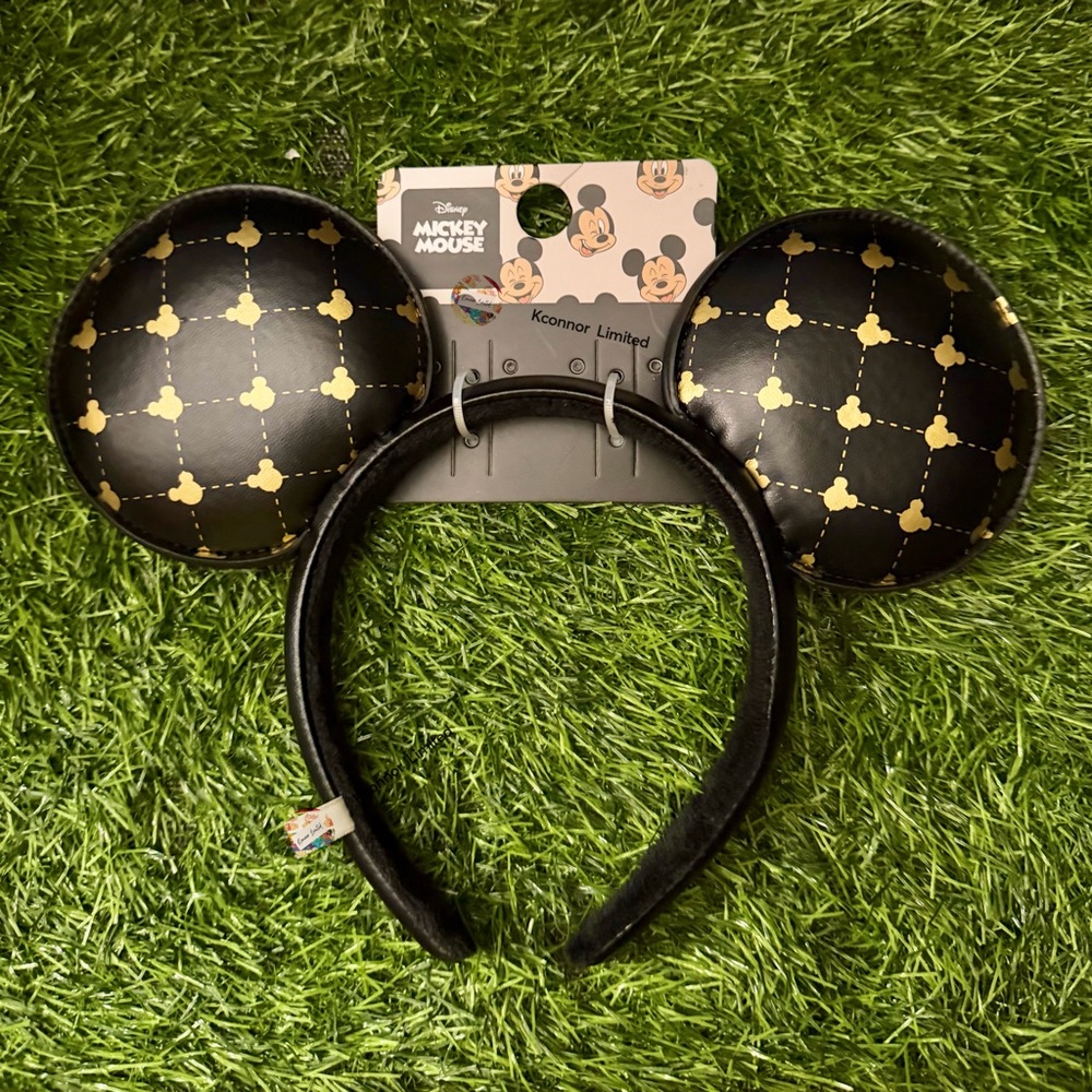 Disney Mickey Mouse Black and Gold Checkered Ears Headband